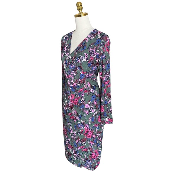 RACHEL ROY Surplice V-neck Floral Print Long Sleeve Belted Dress Womens Size XL - Picture 4 of 10